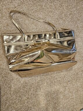 kate spade Metallic Gold Patent Tote with Polka Dot Accent